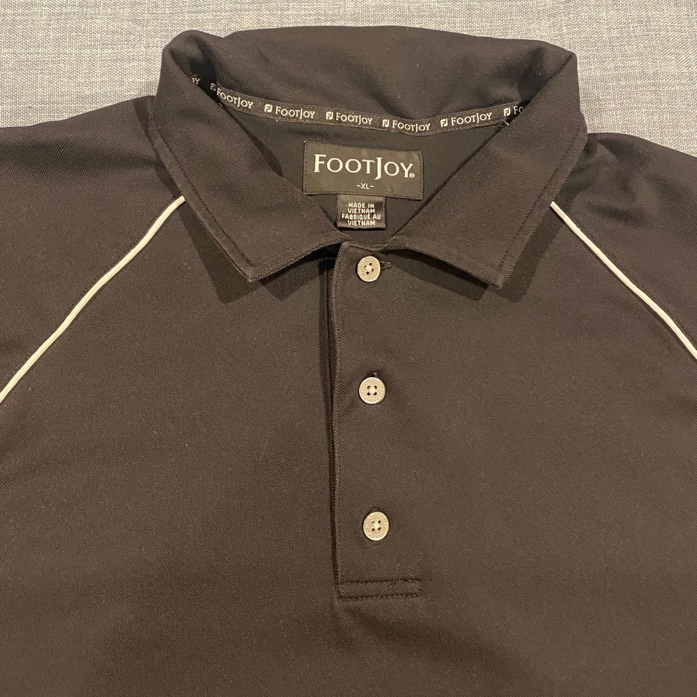 FootJoy Mens Black Golf Polo Shirt Short Sleeve Performance Breathable XL Read
